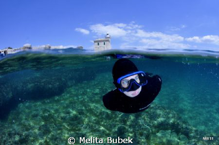 My son Robi swimming nearby island Brijuni...NikonD90, To... by Melita Bubek 