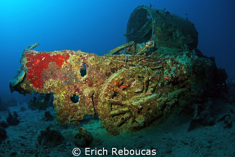Portside locomotive of the SS Thistlegorm, laying on the ... by Erich Reboucas 