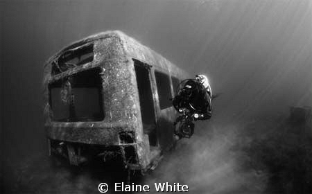 Black and White image of The Bus, natural light 
Wraysbury by Elaine White 
