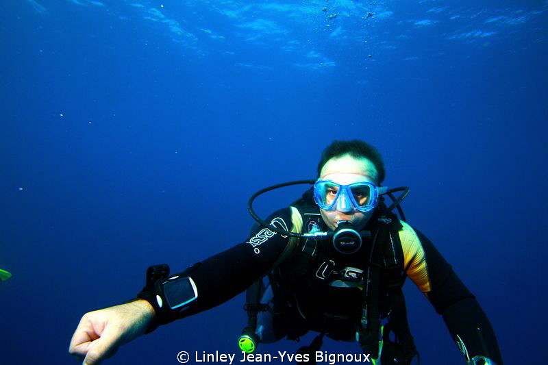 One dive professional instructor on a dive in Mauritius P... by Linley Jean-Yves Bignoux 
