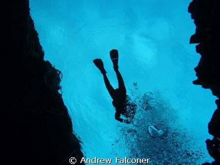 This shot of a diver above me was taken in the clearest, ... by Andrew Falconer 