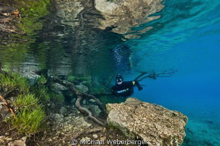 Freediving in the Green Lake ,Austria by Michael Weberberger 