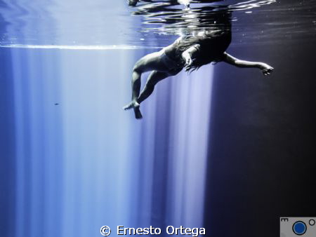 This is taken at a "Cenote" that is 200 ft. deep, the ray... by Ernesto Ortega 