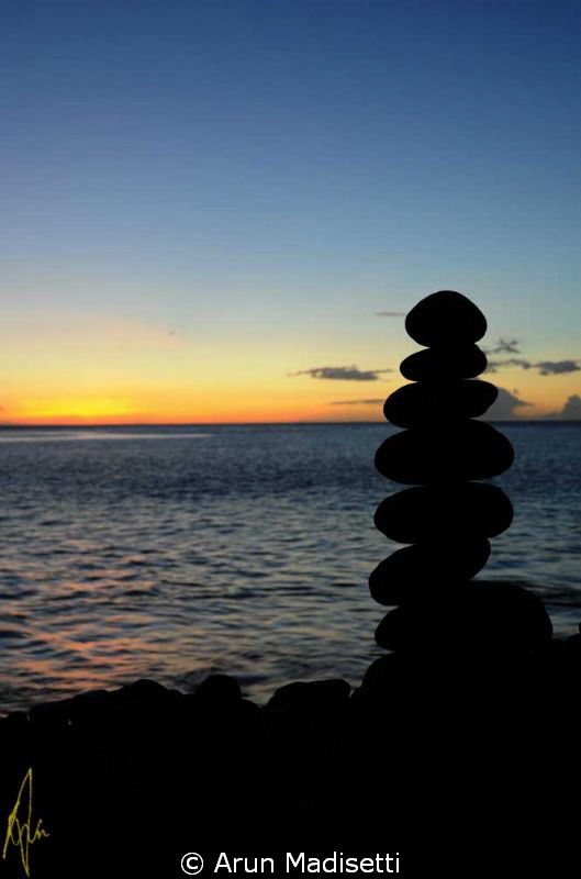 sunset and standing stones by Arun Madisetti 