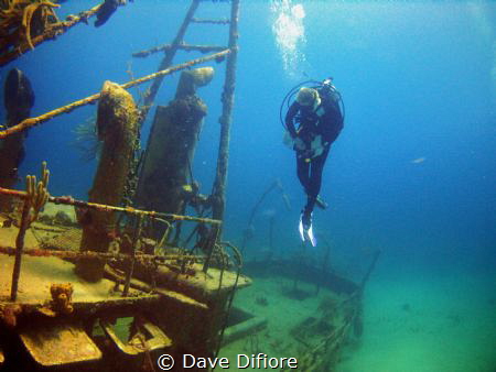 Hovering over Wreck in Nassau by Dave Difiore 