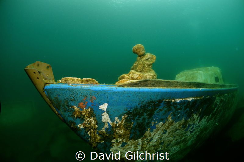 Sailboat with statue at bow, Lake Rawlings,VA by David Gilchrist 