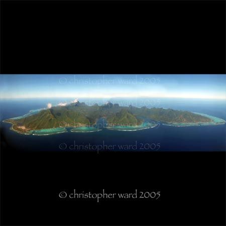 Moorea, French Polynesia. Panoramic of Moorea from the ai... by Christopher Ward 