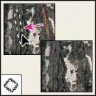 The patch tool repairs imperfections in a selected area of an image using a sample or pattern.