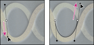 Drag in the direction of the curve to set the first anchor point. Drag in the opposite direction to complete the curve segment.