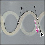 Drag away from the curve to create the next segment.