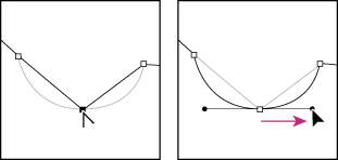 Click to create a corner point. Drag to create a smooth point.