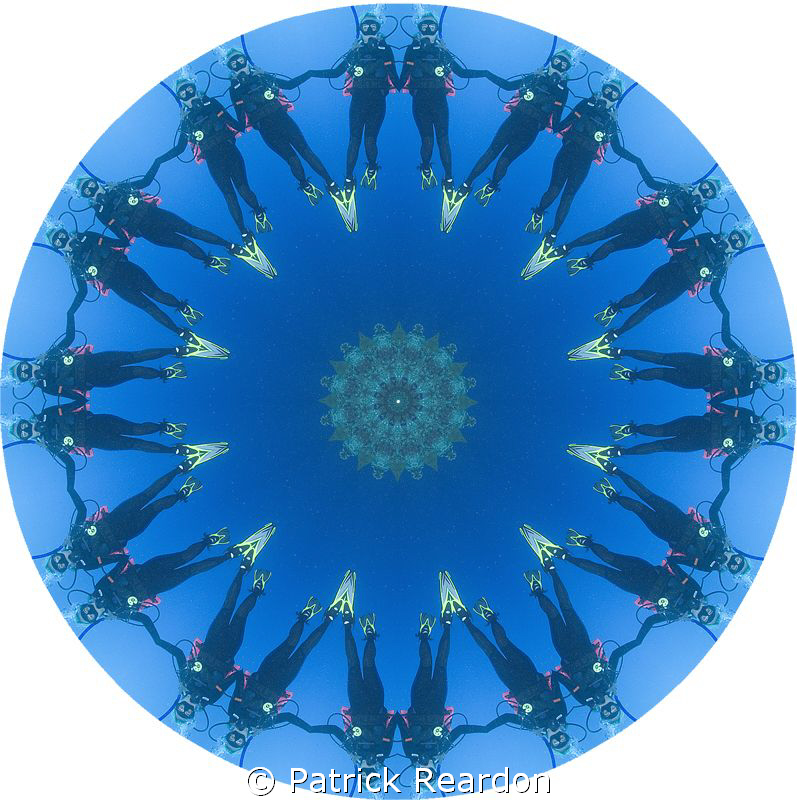 My daughter, Jenny, makes a kaleidocopic circle by holding hands with herself. 