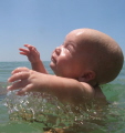 My son in the sea for the first time