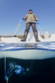 The diver and the belayer on the same shot at the ice diving session. The diver and the belayer on the same shot at the ice diving session.