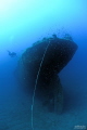 Romagna wreck in Sardinia, lying on a sand bottom at 42 meters depth.