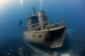 Pinar 1 wreck  and diver( horizontal ) - Bodrum / Turkey