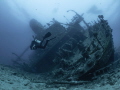 Diver at the Giannis D wreck at Red Sea.