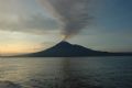 Morning Smoke/Ulawon, from the rear deck of the Paradise Sport in Kimbe Bay, taken from the rear deck as the sun rose just to the left of the cone.