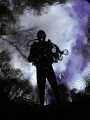 A diver entering a fresh water spring. Photo taken from the bottom of the spring. Olympus SP350
