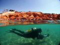 With underwater scooter in front of the beach of Ras Umm Sid, Sharm El Sheikh, Egypt