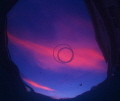 Sunset with bubble rings from the bottom of my pool.