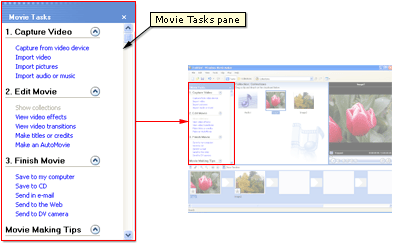 Movie Tasks pane image 