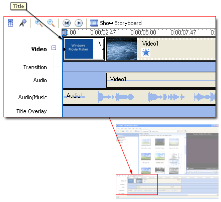 Title added before a video clip image