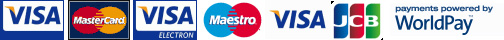 Powered by Worldpay - we take Visa, Mastercard, Maestro and JCB 