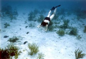 My wife "The Fish stalker" armed with a box camera by Rob Spain 