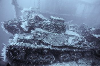 Truk Lagoon - tanks on the deck of the San Francisco Maru by Eric Bancroft 