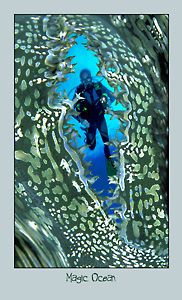 Digitally manipulated image called Magic Ocean.  by Len Deeley 