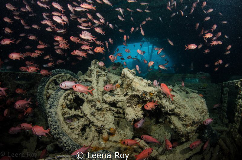 Motorbikes on the Thistlegorm wreck by Leena Roy 