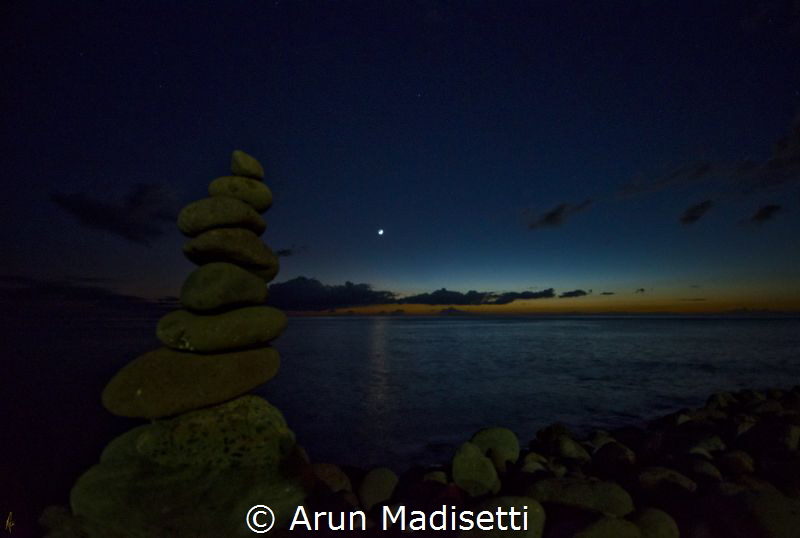 Standing stones and moon by Arun Madisetti 
