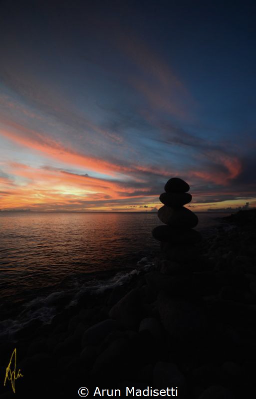 Standing stones and sunset by Arun Madisetti 