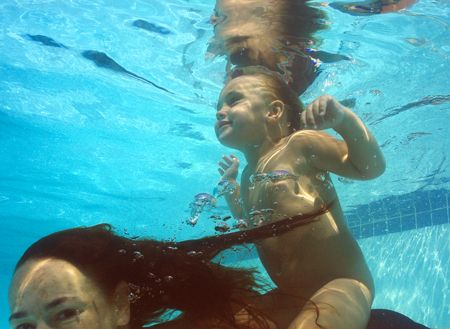 mother and child portaits- loving the water by Fiona Ayerst 