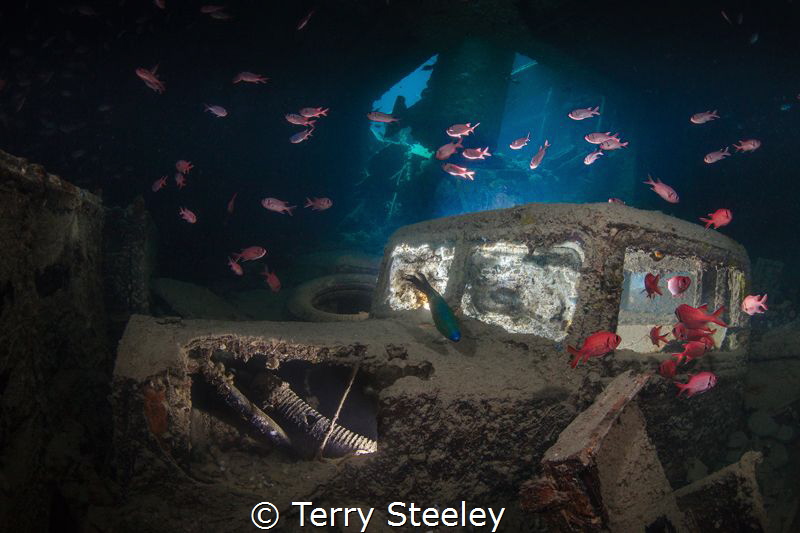 'Julian's truck, lower deck of the SS Thistlegorm.'
Red ... by Terry Steeley 