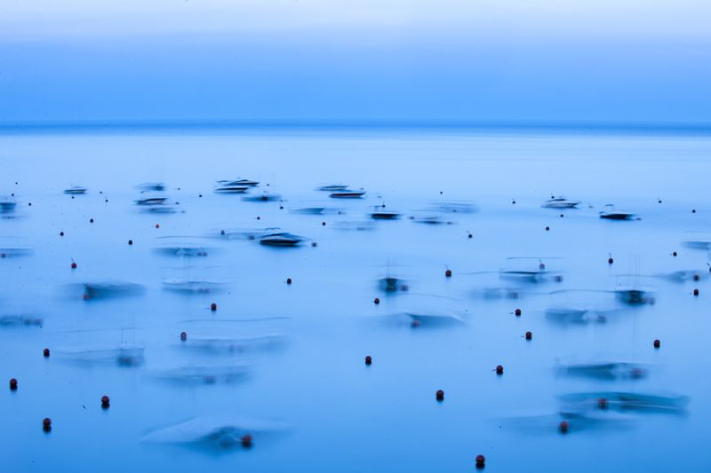 ghost boats (long exposure, Calella, costa brava) by Mathieu Foulquié 