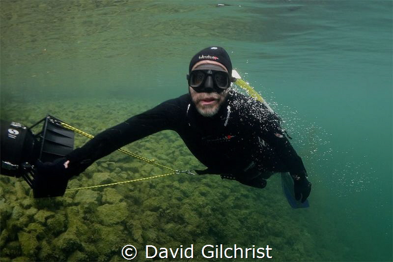 Free diver scootering at the Welland Scuba Park by David Gilchrist 