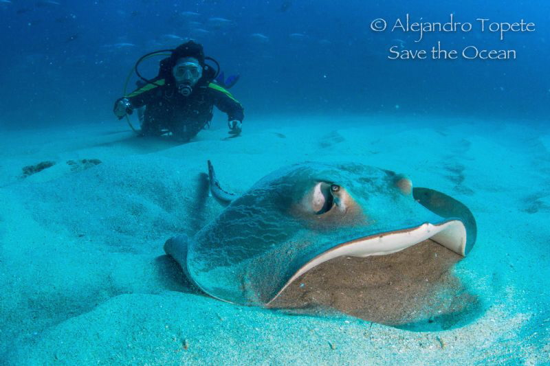 Jero with Ray, Cabo Pulmo Mexico by Alejandro Topete 