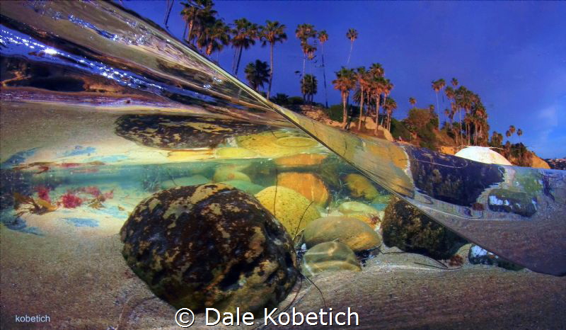 laguna beach half above and below...afternoon glow by Dale Kobetich 