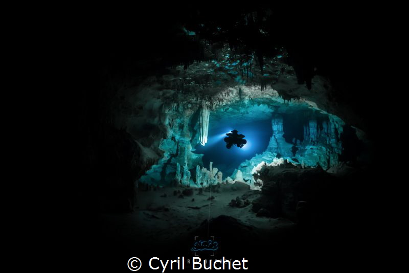Cave diving, cenote Nariz, Mexico by Cyril Buchet 