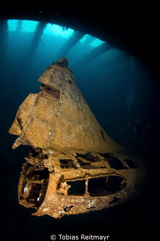 Japanese Zero in cargo hold of Fujikawa Maru, Chuuk by Tobias Reitmayr 
