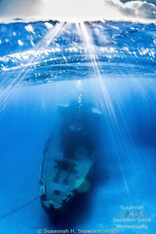 The ex-USS Kittiwake is seen in an over-under photograph ... by Susannah H. Snowden-Smith 