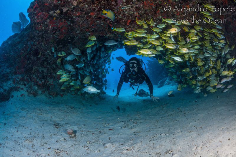 Mayte in the arch of Mokche, Playa del Carmen México by Alejandro Topete 