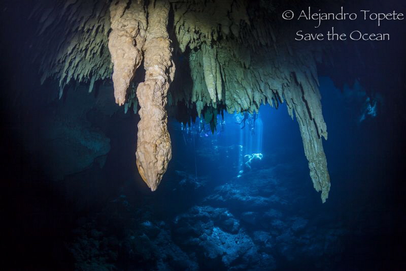 Estalactites in the Pit, Tulum México by Alejandro Topete 