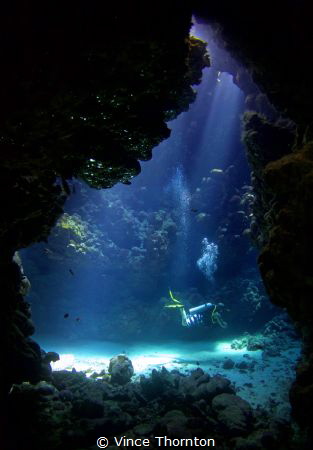 Inside one of the St Johns cave swim throughs in the Sout... by Vince Thornton 