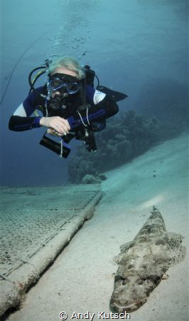 diver and crocodilefish by Andy Kutsch 