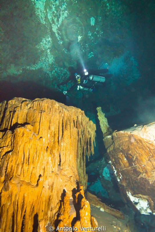 mineral formations, tropical cave, Mexico by Antonio Venturelli 