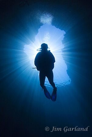 Blue Hole, middle window. EOS5D with 15mm Fisheye. by Jim Garland 