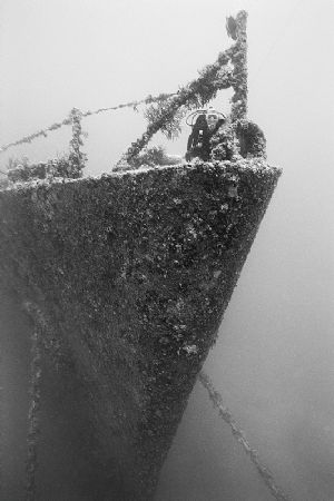 Where's Waldo?(actually Pam) On the Bow of the Spiegel Grove by Michael Sacito 